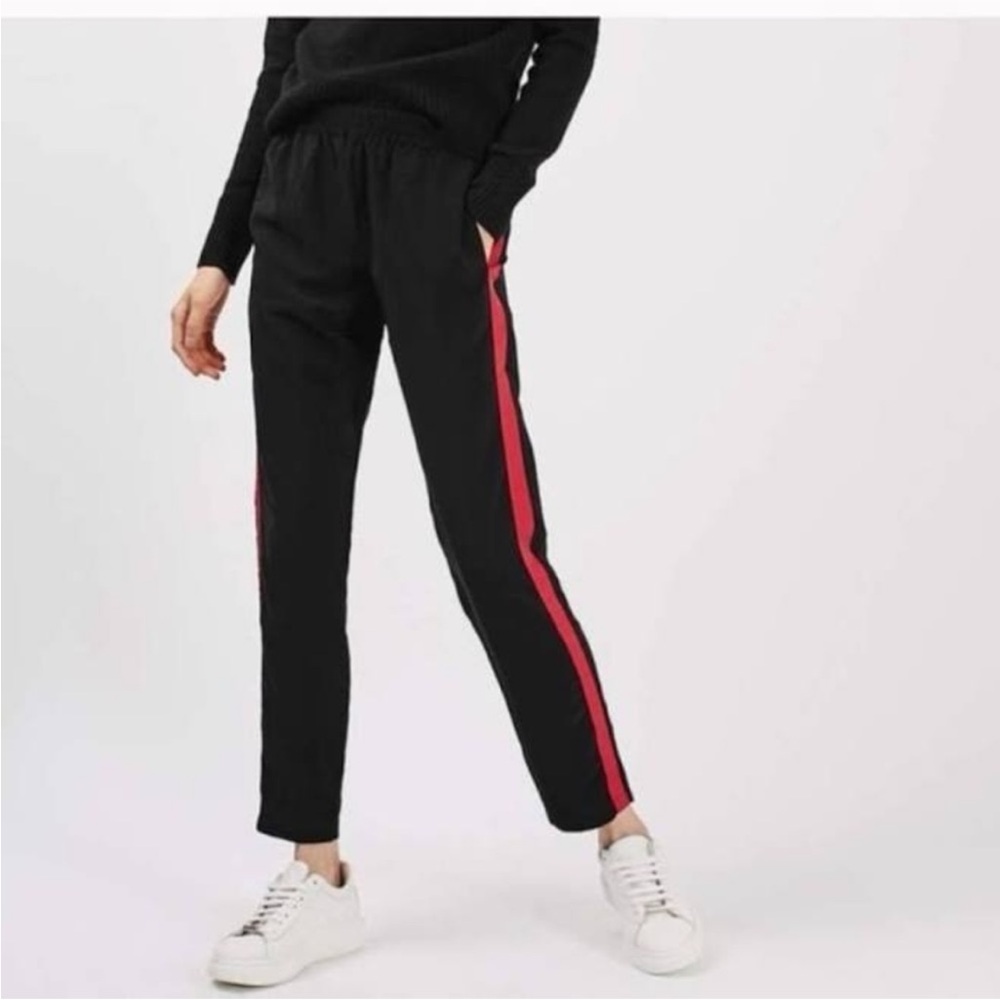 Zara Basic Black and Red Women's Track Pants size small